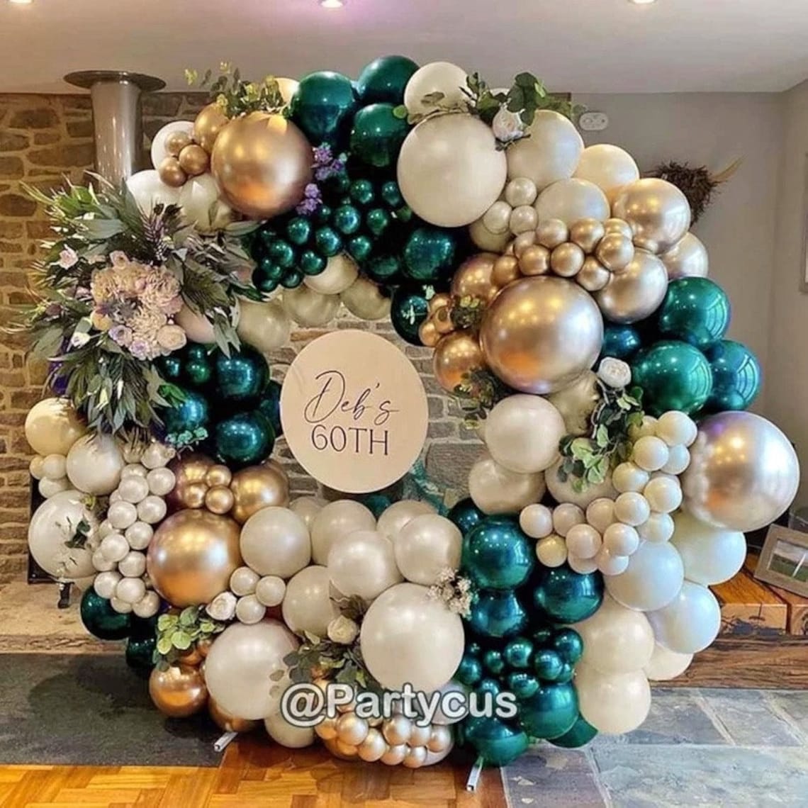Emerald Green Balloon Garland Double Stuffed Dark Green White Pearl ...