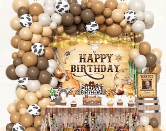 Decorazioni per feste di compleanno da cowboy, decorazioni per feste di compleanno da cowboy western, articoli per feste da rodeo del selvaggio West per ragazzi, ghirlanda di palloncini con sfondo