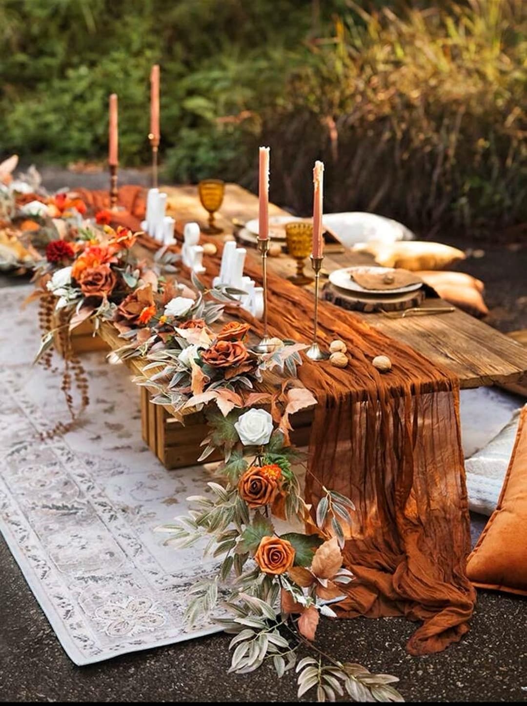 Boho Cheesecloth Table Runner - 120 Inch Rustic Gauze Fabric For Wedding & Party Decor