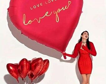 Skylety 28 Pcs 18 Inch Heart Balloons Valentines Day Balloons Foil...