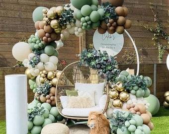 Kit de arco de guirnalda de globos verde salvia (140 piezas), decoración con globos para fiestas temáticas de jungla, safari, naturaleza y bosque.