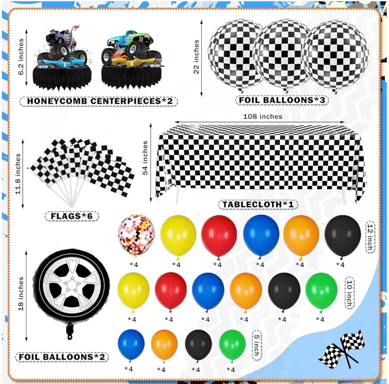 48 Pezzi Kit Decorazioni Compleanno A Tema Camion - Striscione, Palloncini, Cake Topper E Piatti Per Festa Bambini - 4