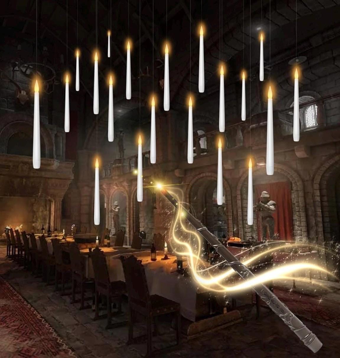 Flameless Floating Candles With Wand，20 Pcs Magic LED Hanging
