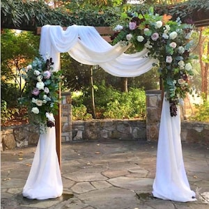 White Wedding Arch Draping Fabric 3 Panels 27.5&quot; x 18.3Ft Chiffon Fabric Drapery Sheer Backdrop Curtains