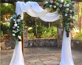 White Wedding Arch Draping Fabric 3 Panels 27.5" x 18.3Ft Chiffon Fabric Drapery Sheer Backdrop Curtains