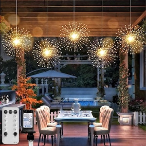 5 Pack Firework String Lights Christmas Lights, 200 LED 8 Modes Hanging Starburst Lights for PartyGarden Decoration