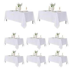 8 Pack Table Cloth Rectangle Table: Stain and Wrinkle Resistant Tablecloth Rectangular, Washable Polyester Tablecloths for Wedding Party