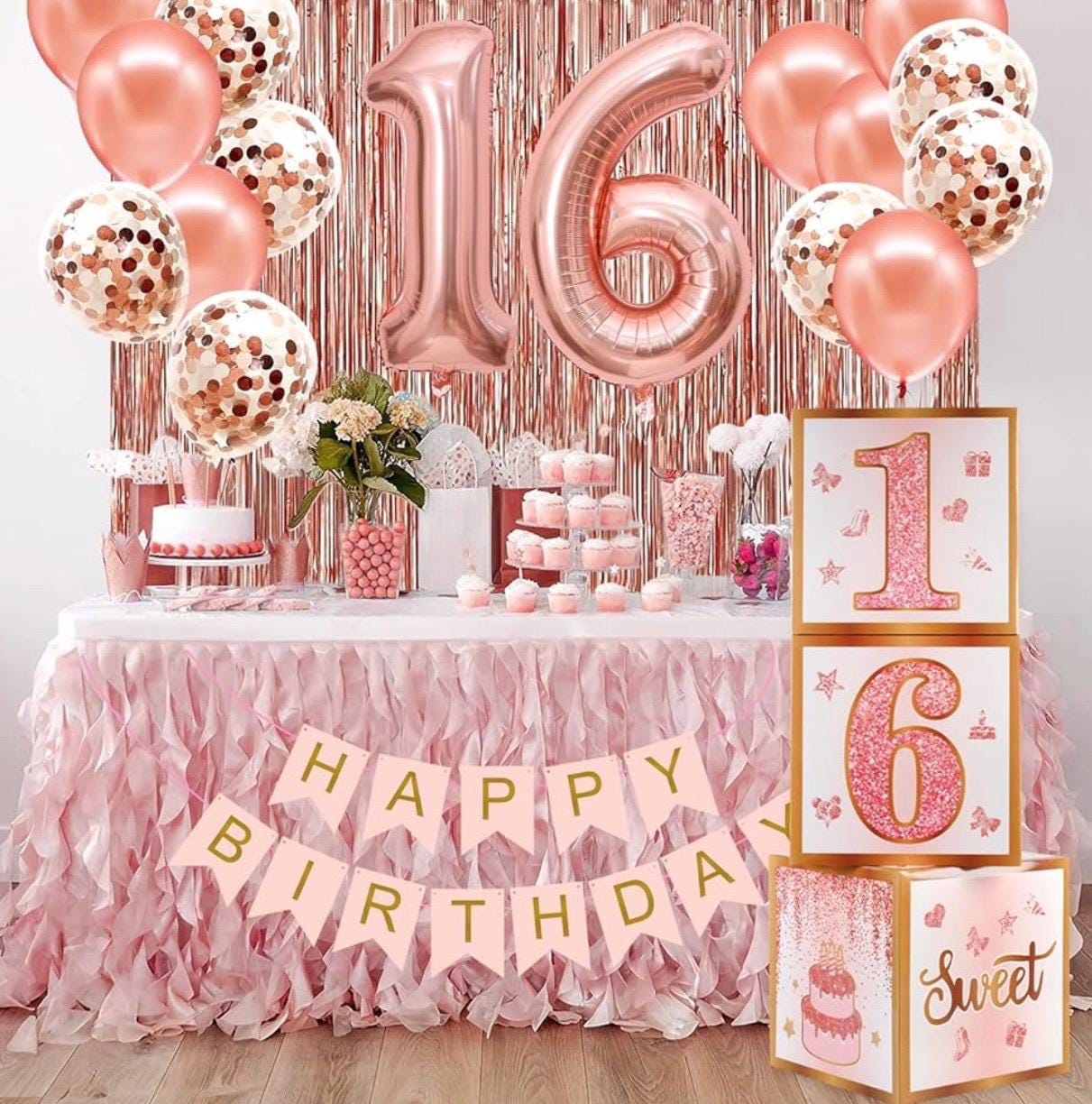 Sweet 16 decorazioni per compleanno in blu pre-assemblato, 16