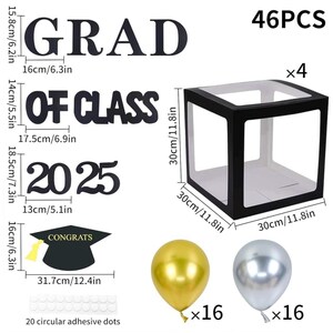 2025 Graduation Balloon Boxes Decorations, 4 Pieces Graduation Party ...