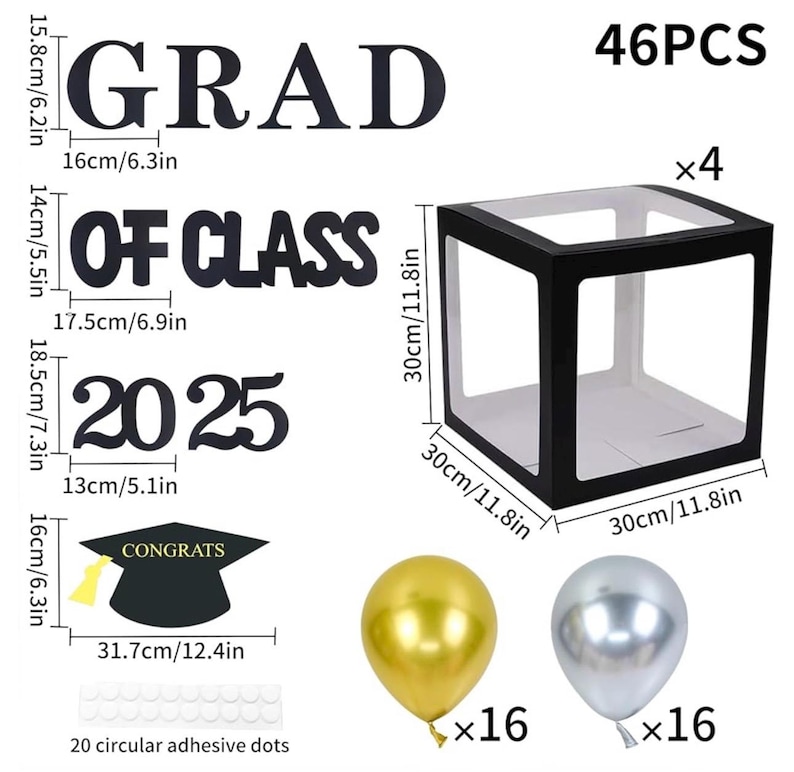 2025 Graduation Balloon Boxes Decorations, 4 Pieces Graduation Party ...