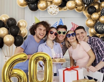 60th Birthday Decorations for Men Women, Black and Gold 60th