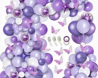 Purple Balloon Arch Kit Butterfly Baby Shower Decorations For Girl - View #8