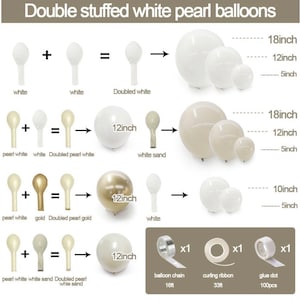 Pearl White Balloons Arch Kit - 72 Piece Double Stuffed Balloons With Garland Strip