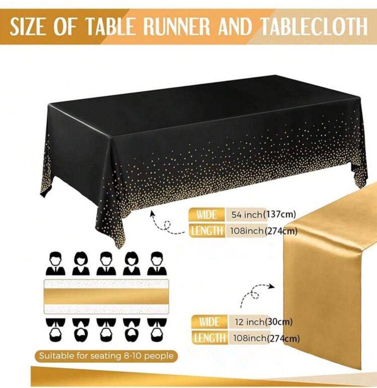 Runner Da Tavola A Scacchi Bianco E Nero - 6 Pezzi 35x274 Cm Per Feste E Compleanni - Foto 3