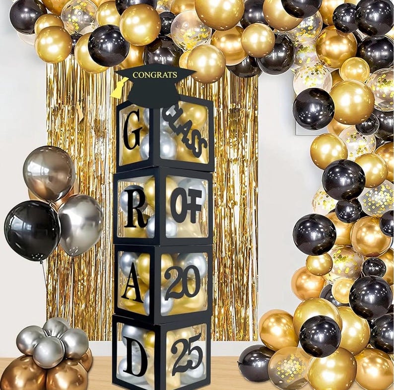 2025 Graduation Balloon Boxes Decorations, 4 Pieces Graduation Party ...