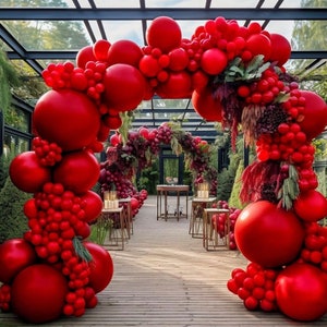 Red Balloons Double Stuffed Red Balloons Different Sizes Latex Ruby Red Balloon Garland Matte Premium Red Balloon Garland Arch Kit