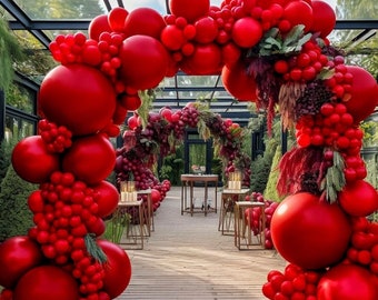 Red Balloons Double Stuffed Red Balloons Different Sizes Latex Ruby Red Balloon Garland Matte Premium Red Balloon Garland Arch Kit