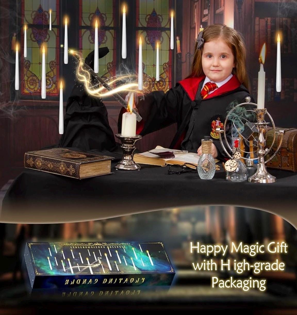 Flameless Floating Candles With Wand，20 Pcs Magic LED Hanging