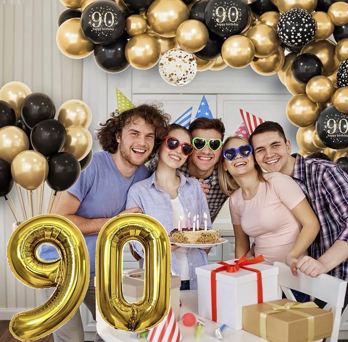 Addobbi Soffitto Parete 90 Anni Decorazioni 90° Compleanno Rosa Oro - 16 Vortici Da Appendere Con Motivi Vintage 1933, Per Soffitto E Pareti Kit Festa Compleanno Donna