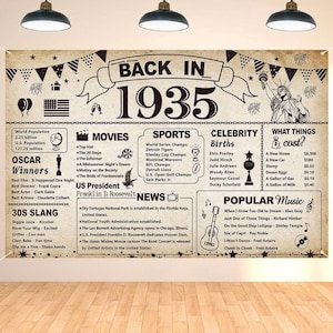 Decoraciones para fiesta de 90 cumpleaños, pancarta vintage de 1935, póster para fiesta de 90 años, suministros para fotografía de fondo vintage de 1935