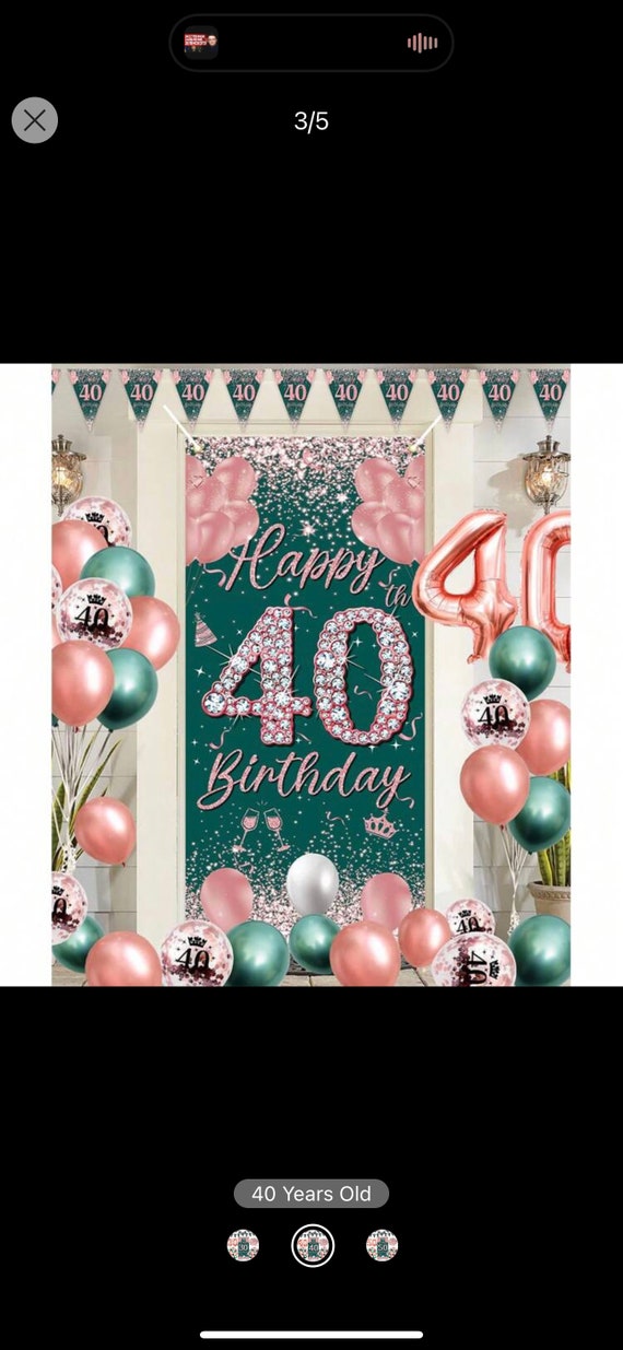 Decorazioni per 40° compleanno verde salvia per donne e