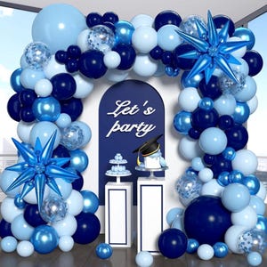 Blue Balloon Arch Kit Garland, Chrome Blue Light Navy Blue Confetti Balloons for Birthday Baby Shower 2026 Graduation Bridal Shower Wedding