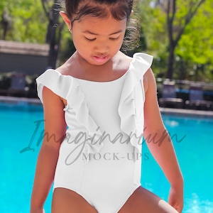 Ruffle Swimsuit Mock Up, Modeled Swimsuit Mock-Up, Modeled Customizable Procreate Mock-up, Realistic Photoshop Mock-up