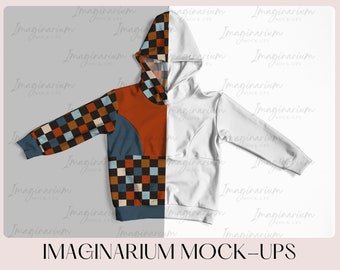Maquete de moletom com capuz Dax, maquete colorblock pull over, maquete de suéter infantil, maquete realista de Procreate, maquete personalizável do Photoshop