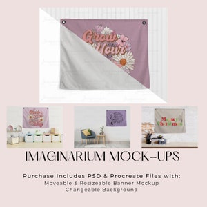 Canvas Banner Mockup, Customizable Realistic Mock-up, Photoshop Mock Up File, Procreate Mockup File