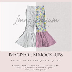 Yoga Waist Bell Bottoms Mock Up, Bells Version 2 Mockup, Realistic Clothing Mockups, Customizable Procreate Mock-up, Photoshop Mock-up