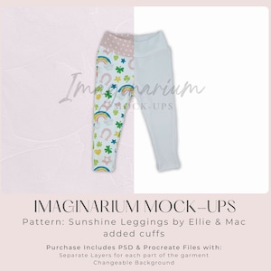 Yoga Waist Band Leggings Mock Up, Hemmed Leggings Mockup, Realistic Clothing Mockups, Customizable Procreate Mock-up, Photoshop Mock-up