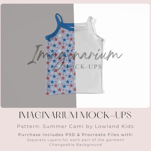 Summer Cami Tank Top Mockup, Customizable Clothing Mock Up for Photoshop and Procreate