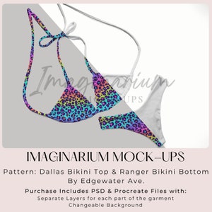Adult Bikini Set Mock Up, Adult Triangle Bikini and Thong Swimsuit Mock Up, Realistic Swimwear Mock-Up for Procreate and Photoshop