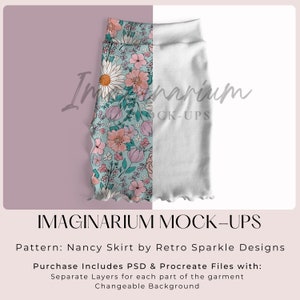 Nancy Fitted Skirt Mock Up, Realistic Photoshop Mock Ups, Procreate Mockup, Customizable Skirt Mock-up, Kids Clothing Mockup