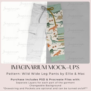 Wild Wide Leg Pants Mock Up, Cargo Pants Mockup, Realistic Clothing mockup, Procreate Mockup, Photoshop Mock-up, Customizable Pants Mock-up