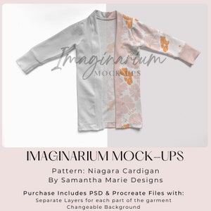 Niagara Duster Cardigan Mockup, Kids Sweater Mock-up, Realistic Procreate Mockup, Customizable Photoshop Mockup, Clothing mockup