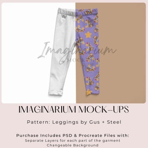 Elastic Waist Leggings Mock Up, Pants Mockup, Gus + Steel Legging Mock-up, Realistic Clothing Mock-up for Photoshop and Procreate