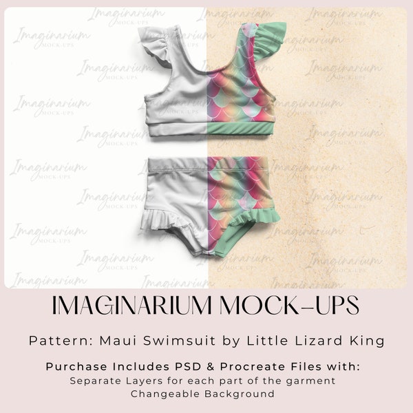 Maui Two Piece Swimsuit Mock Up, Realistic Swimwear Mock-up for Procreate and Photoshop, Customizable clothing Mock-up