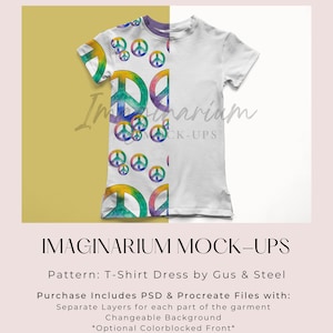 T-Shirt Dress Mock Up, Short Sleeve Dress photoshop Mock-Up, Procreate Customizable Mock-up, Clothing mockups for procreate and photoshop