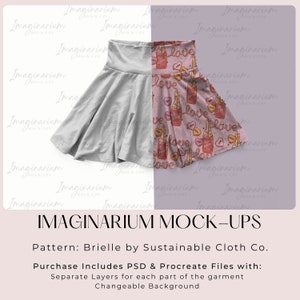 Circle Skirt Mock Up, Brielle Skirt Mock-Up, Clothing mockups for procreate and photoshop, Customizable Realistic Mockup