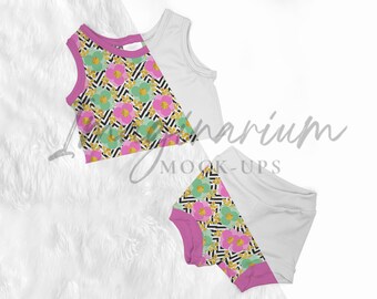 Ribbed Crop Top Mockup, Bummies Mock Up, Lounge Outfit Mock Up, Outfit Procreate Customizable Mock-up, Photoshop Mock-up