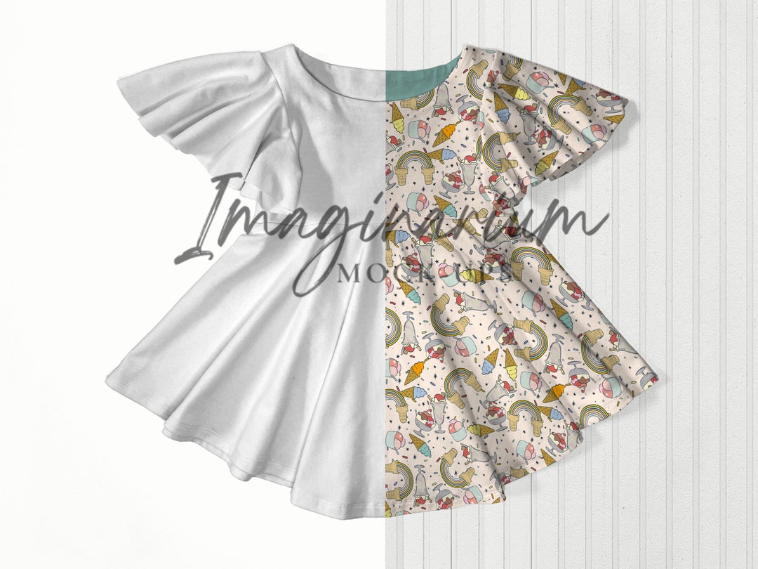 Mock Wrap Flutter Sleeve Dress