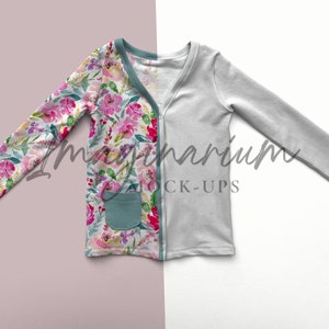 Maquette de cardigan mince, maquette de cardigan pression, maquette de pull pour enfant, maquette réaliste de procréation, maquette Photoshop personnalisable, maquette de vêtement
