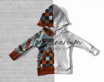 Maquete de moletom raglan, maquete de moletom de planície, maquete de suéter infantil, maquete realista de Procreate, maquete personalizável em Photoshop