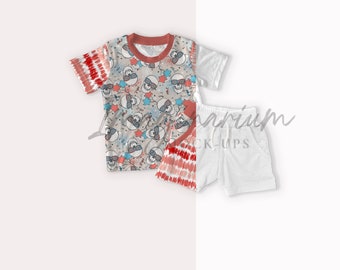 T-Shirt and Jogger Shorts Mock Up, Shorts and Shirt outfit Mock Ups, Procreate Customizable Pants Mock-up, Photoshop Mock-up