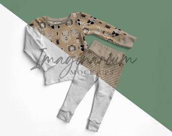 Pajama Set Mockup, Pajama Top and Leggings mock-up, PJ Set, Yoga Waist Leggings, Realistic Procreate Mock-up, Customizable Photoshop Mock-up