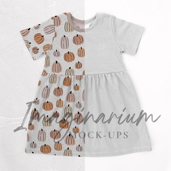 Gathered T-Shirt Dress Mock Up, Short Sleeve Dress Mock-Up, Procreate Customizable Mock-up, Realistic photoshop mockup