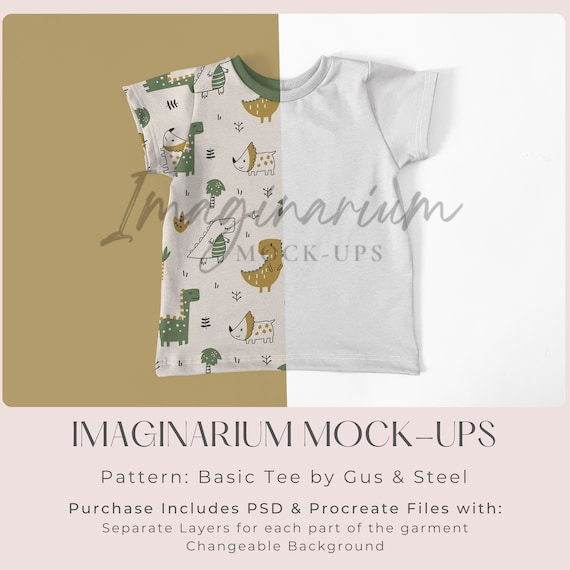 Basic Tee Short Sleeve Shirt Mockup, T-Shirt mock-up, Customizable Realistic Clothing Mock Up for Photoshop and Procreate
