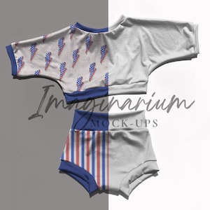 Crop Top and Bummies Outfit Mock-up, Lounge set Mock Up,  Customizable Procreate Mock-up, Realistic Photoshop Mock-up, Clothing mockup