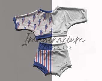 Crop Top and Bummies Outfit Mock-up, Lounge set Mock Up,  Customizable Procreate Mock-up, Realistic Photoshop Mock-up, Clothing mockup